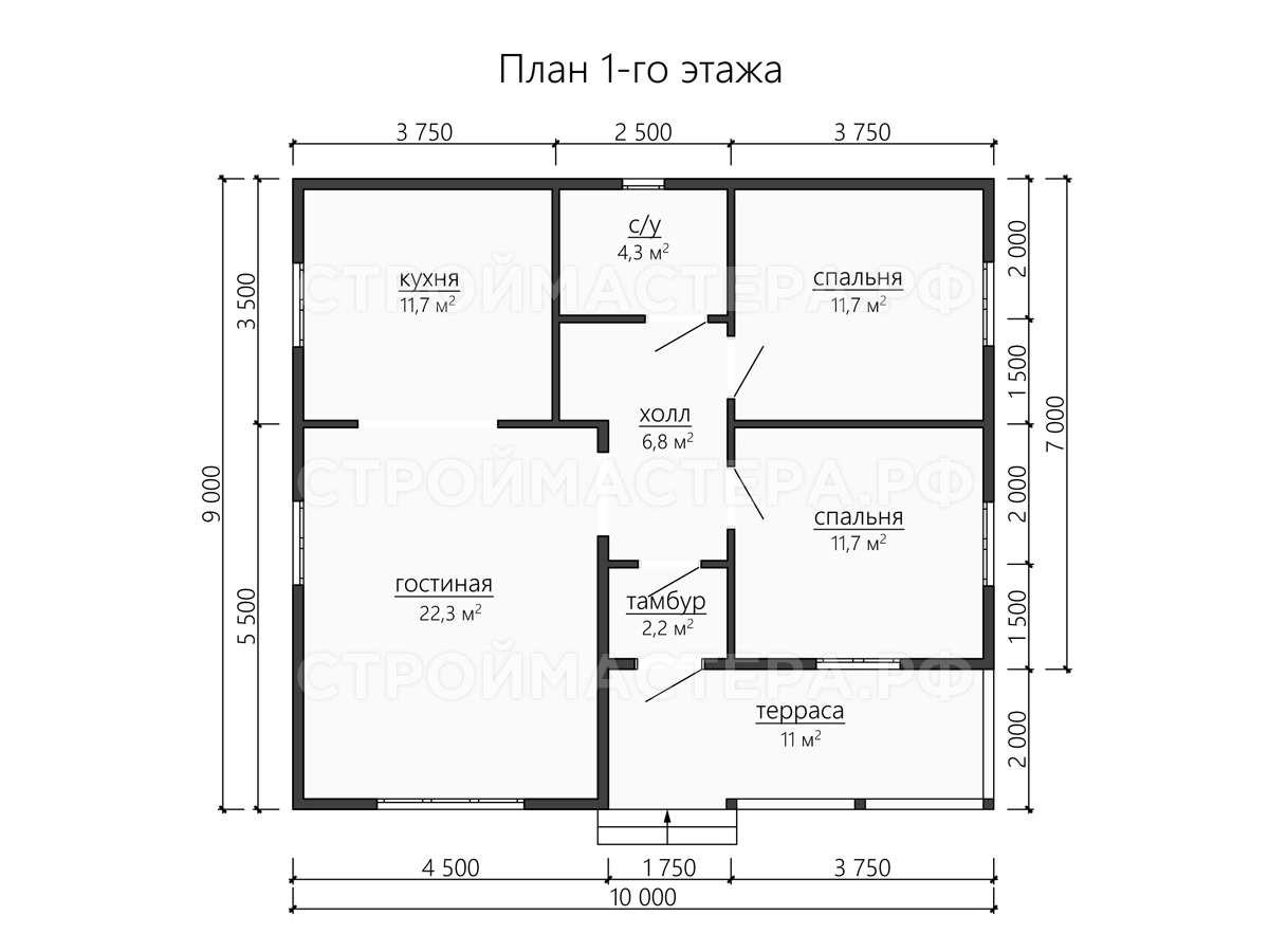 Каркасный дом проект «КД-50» 10х9 площадью 82 м2, заказать строительство  под ключ